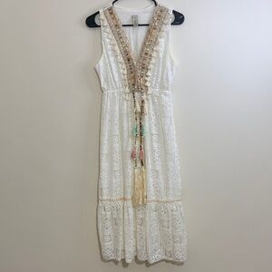 Speciale Boho Lace Midi Dress – Cream | Size S
